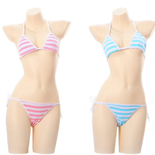 Mannequin Pink And Blue Striped Bikini Set