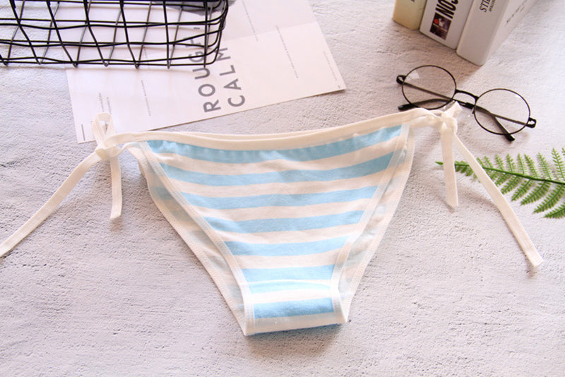 String Blue Striped Panties