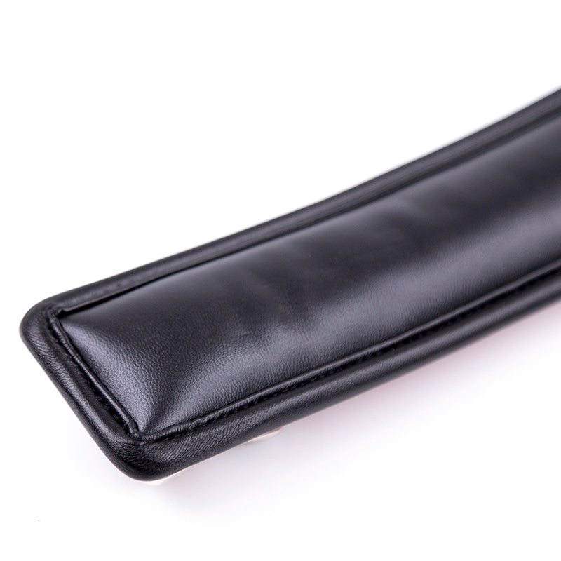 Stuffed Black Leather Collar Close Up