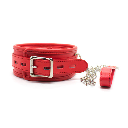 Stuffed Red Leather Collar And Chain Leash