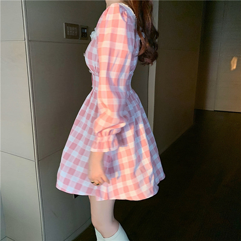 Square Pink And White Summer Dress Profile
