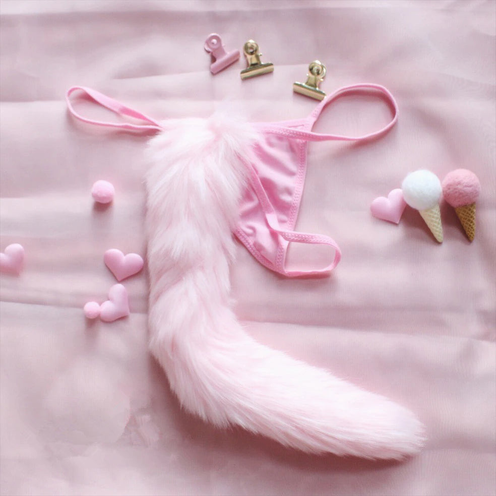 Pink Cat Tail Thong