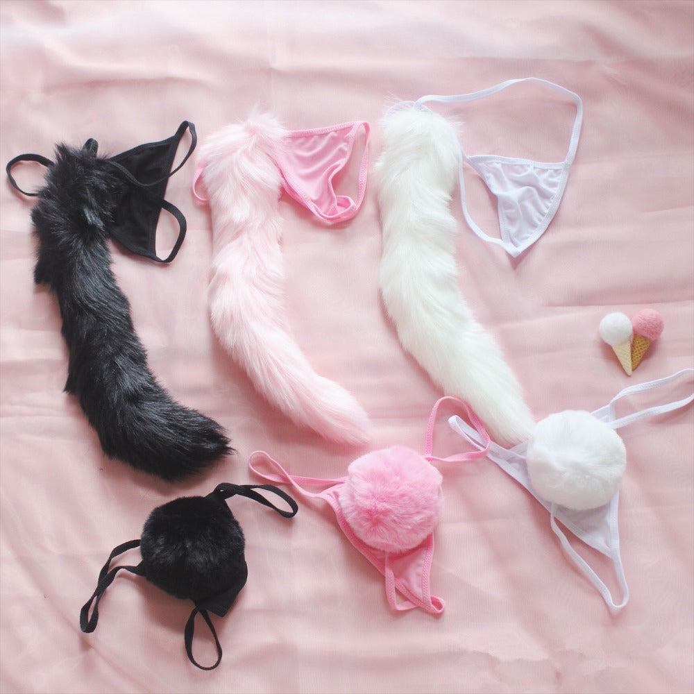 Cat And Bunny Tail Thong Set