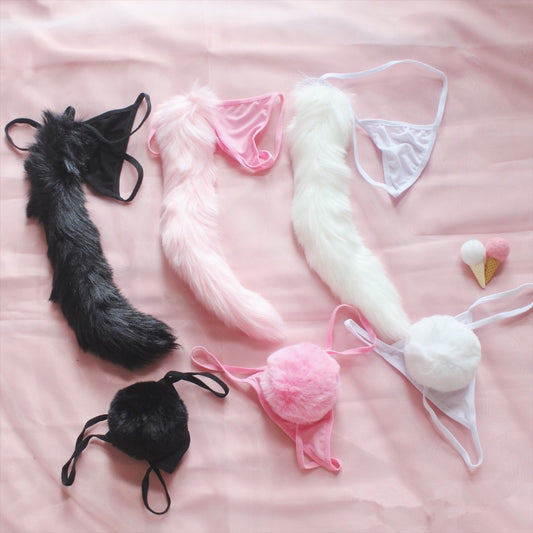 Cat And Bunny Tail Thong Set