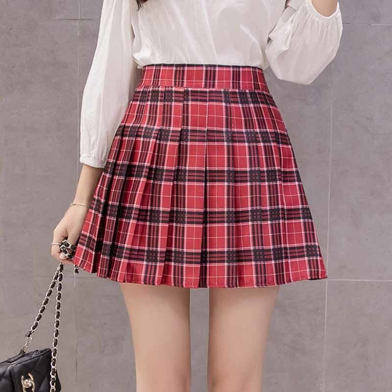 Tartan Plaid School Girl Red Skirt