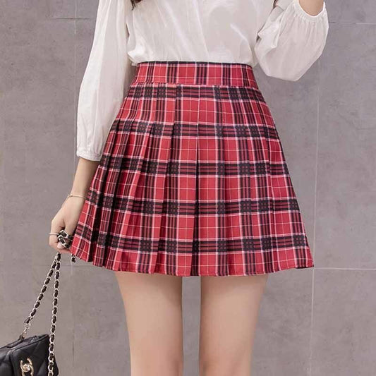 Tartan Plaid School Girl Red Skirt