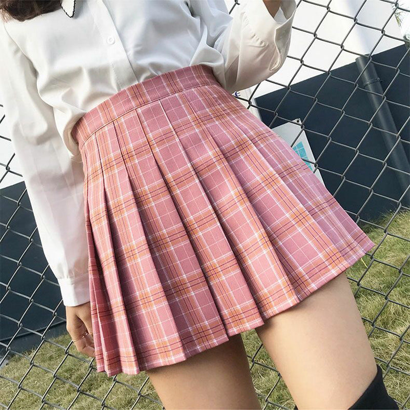 Tartan Plaid School Girl Pink Skirt