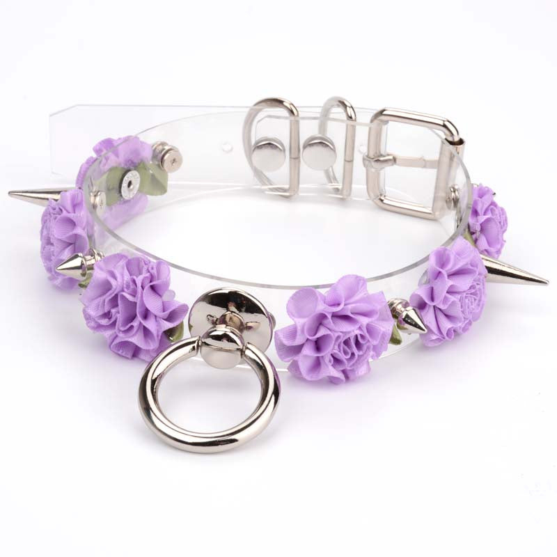 Purple Rose Clear Spiked Collar