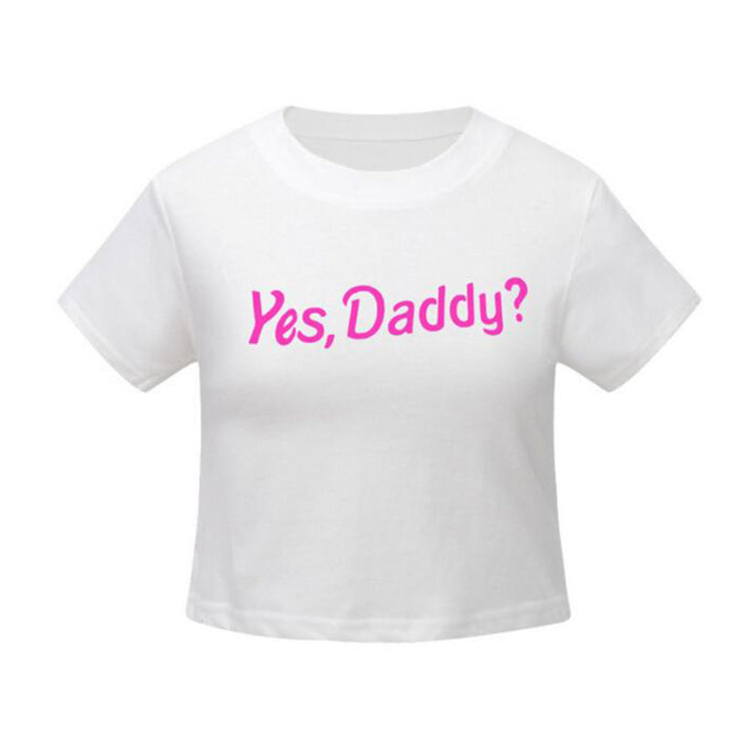 Yes Daddy White T Shirt Front Side
